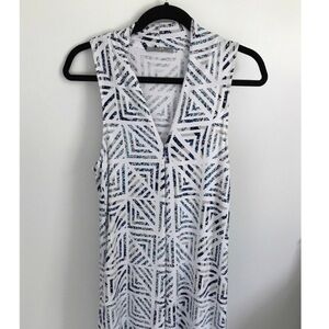 Tart Geometric White and Blue Dress